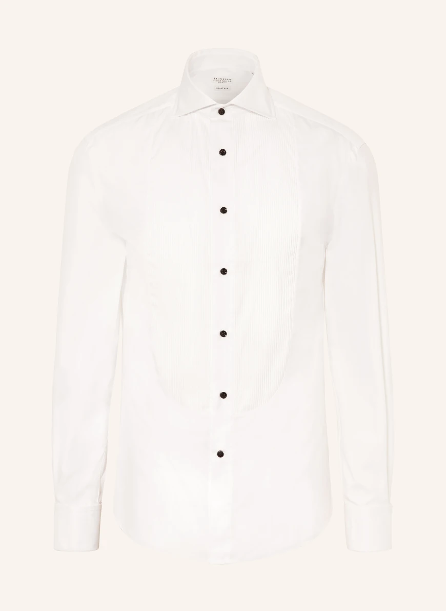 BRUNELLO CUCINELLI Slim fit tuxedo shirt WHITE