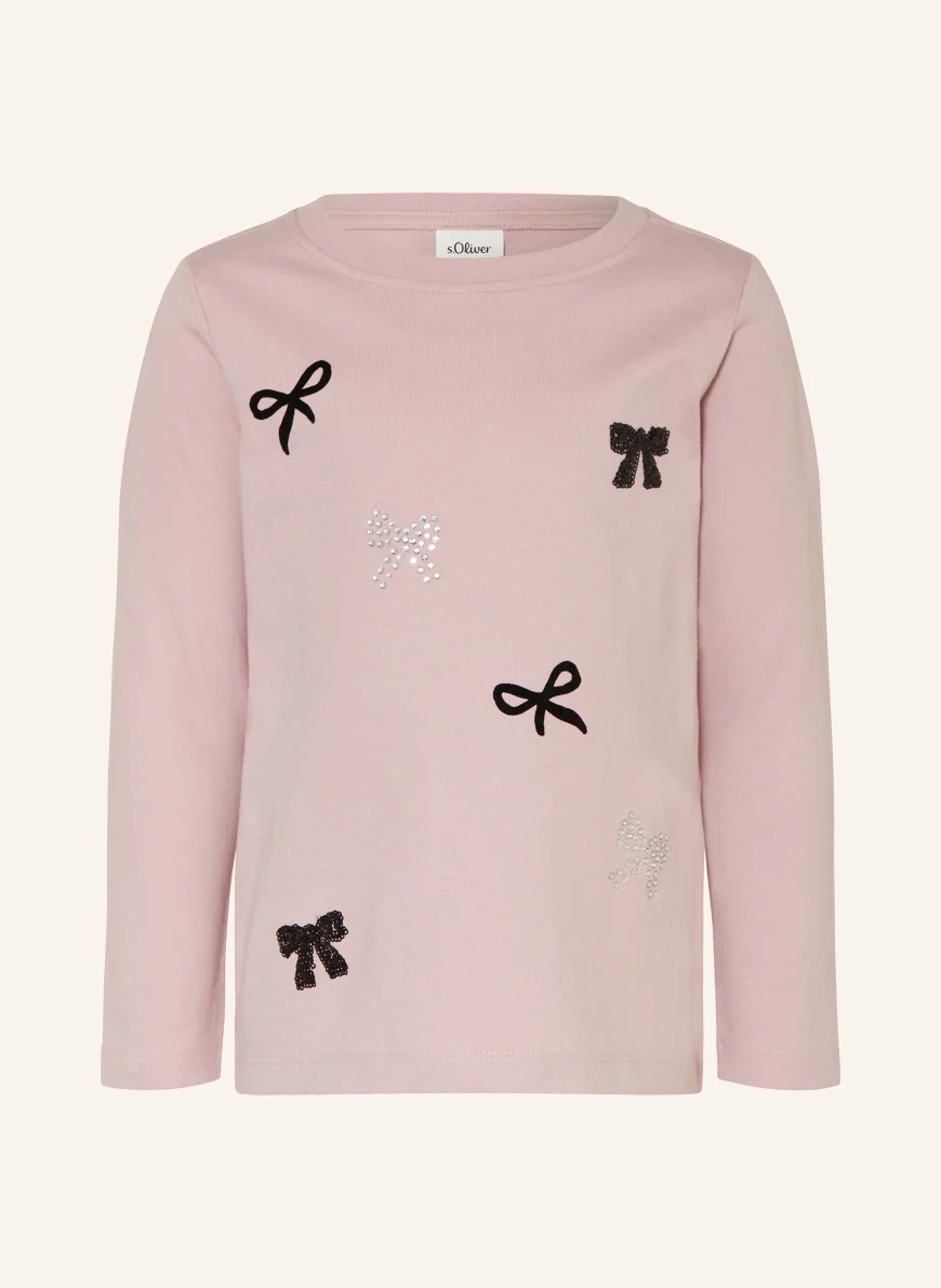 s.Oliver RED Langærmet bluse med pailletter og smykkesten ROSÉ / SORT