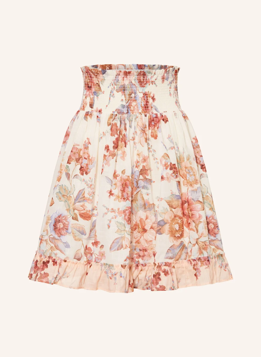 ZIMMERMANN AWAKEN skirt with ruffles ECRU / BROWN / LIGHT RED