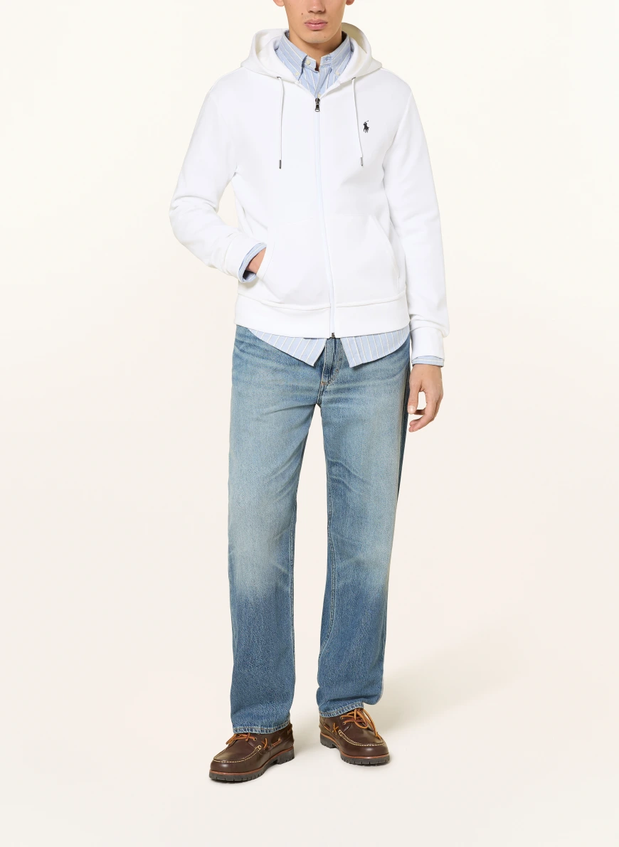 POLO RALPH LAUREN Jachetă din material tricotat ALB / NEGRU