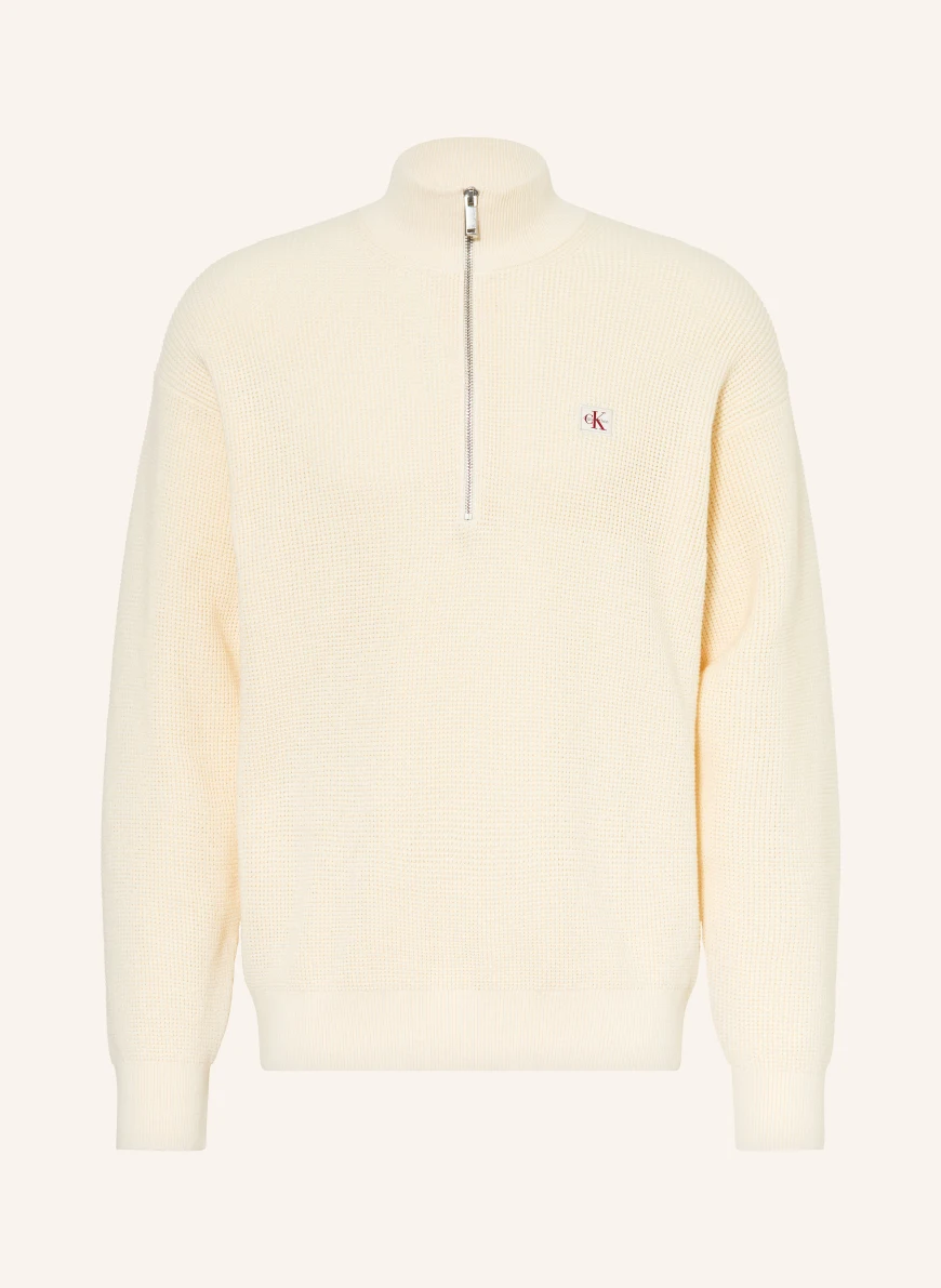 Calvin Klein Jeans Pulover cu guler înalt ECRU