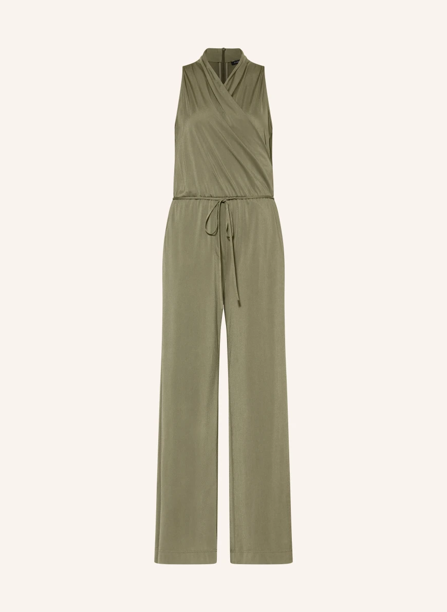 LUISA CERANO Jersey-jumpsuit med omlottdesign KHAKI