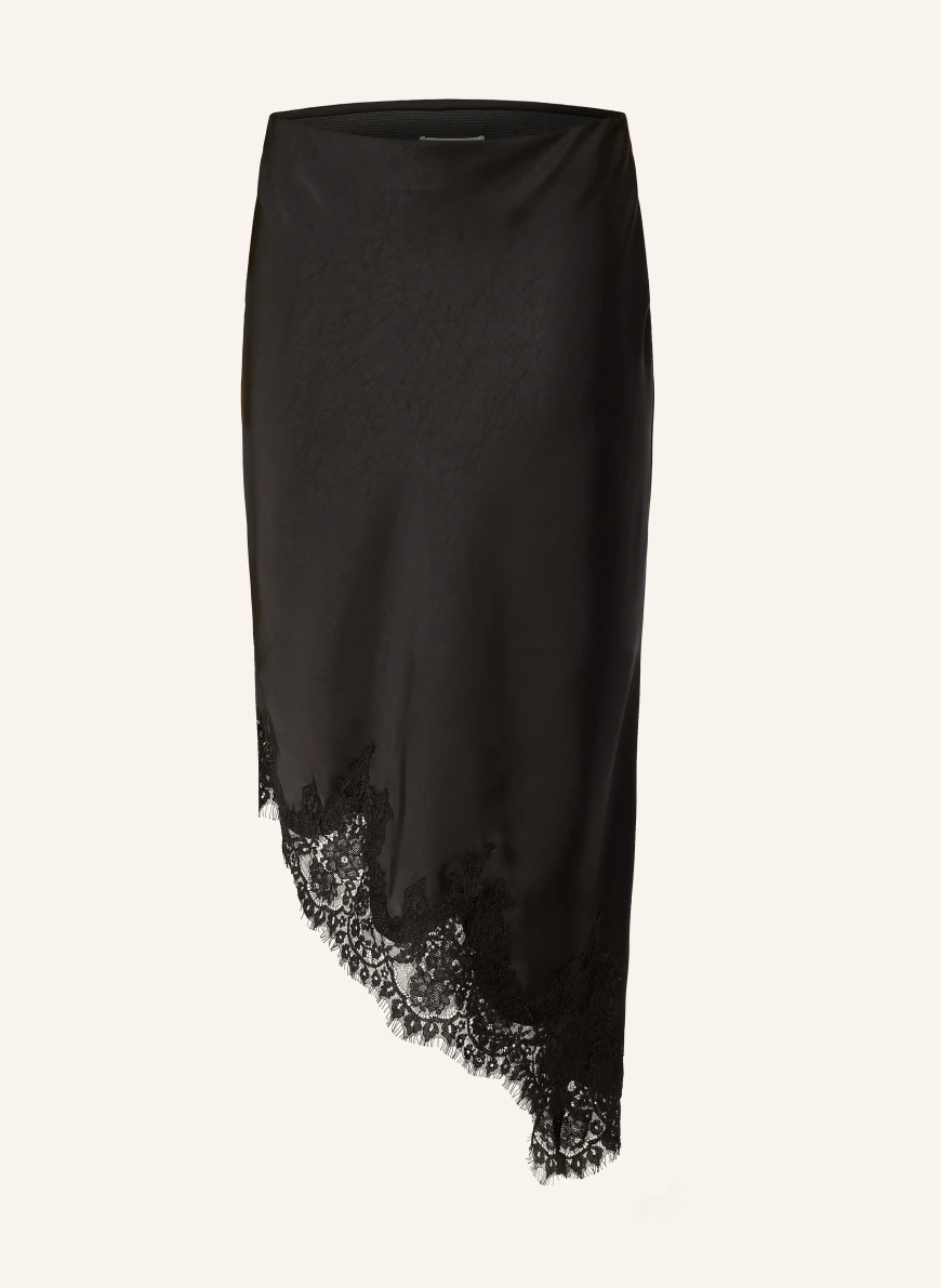 NEO NOIR FIORA satin skirt with lace BLACK