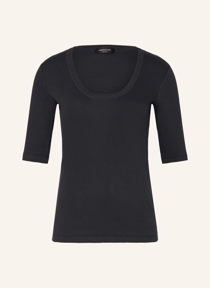 FABIANA FILIPPI T-shirt with gemstones BLACK