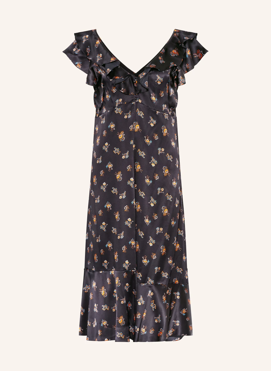 DOROTHEE SCHUMACHER Silk dress SHINY DAYDREAM DARK BLUE / ORANGE / BLUE