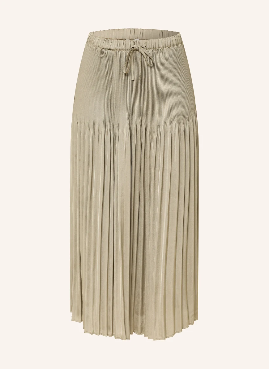 OPUS RIBANE FRENCH pleated skirt made of satin OLIVE