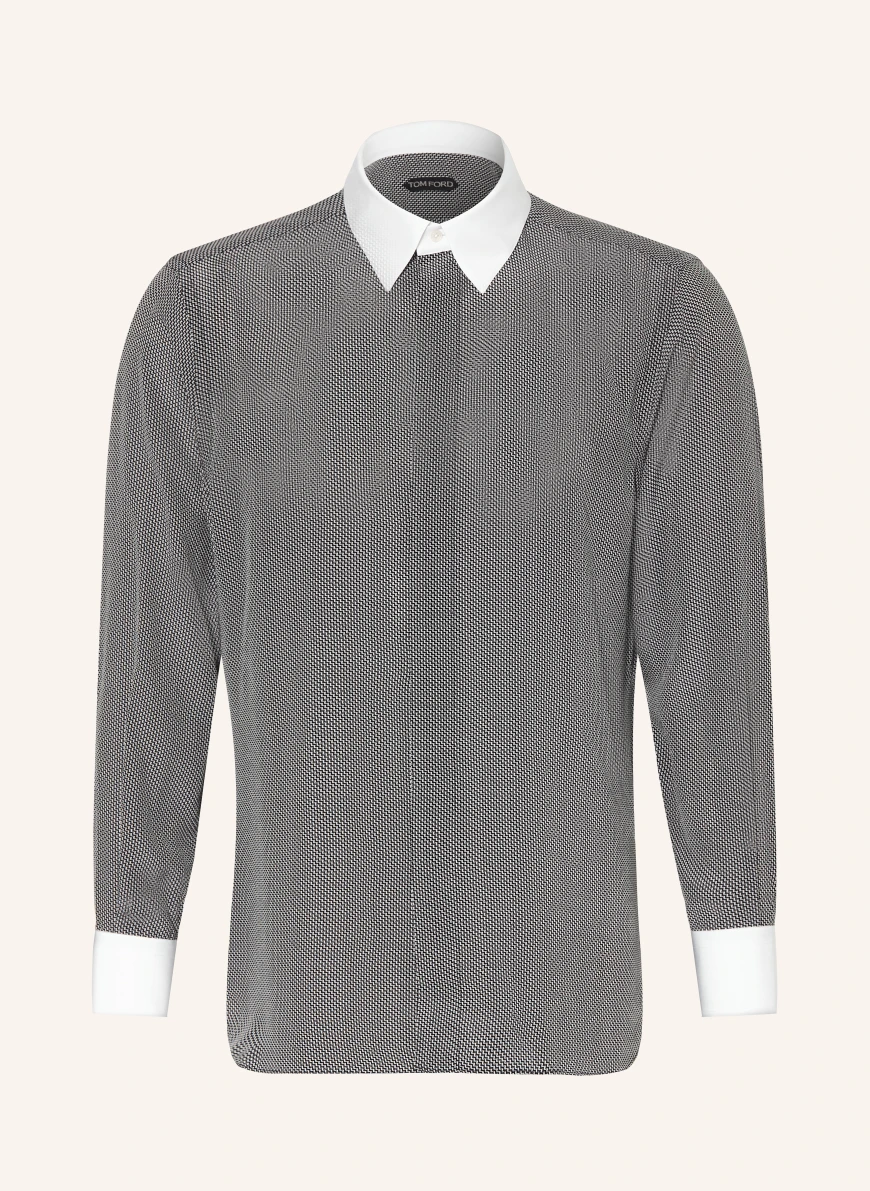 TOM FORD Silk shirt, regular fit BLACK / ECRU