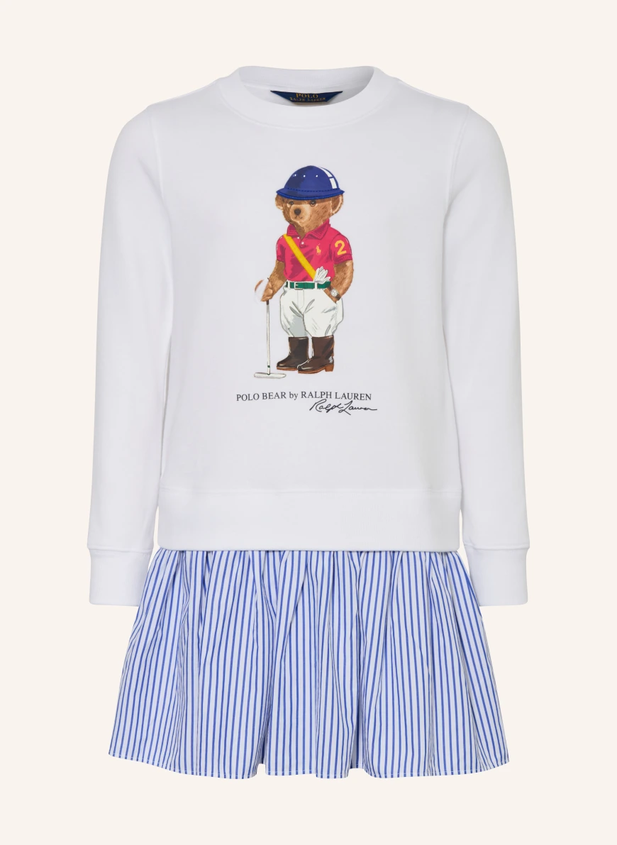 POLO RALPH LAUREN Dress in a mix of materials WHITE / LIGHT BLUE