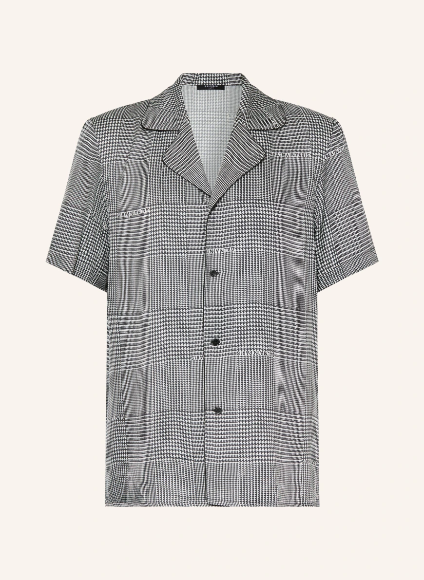 BALMAIN Comfort Fit Resort Shirt BLACK / WHITE