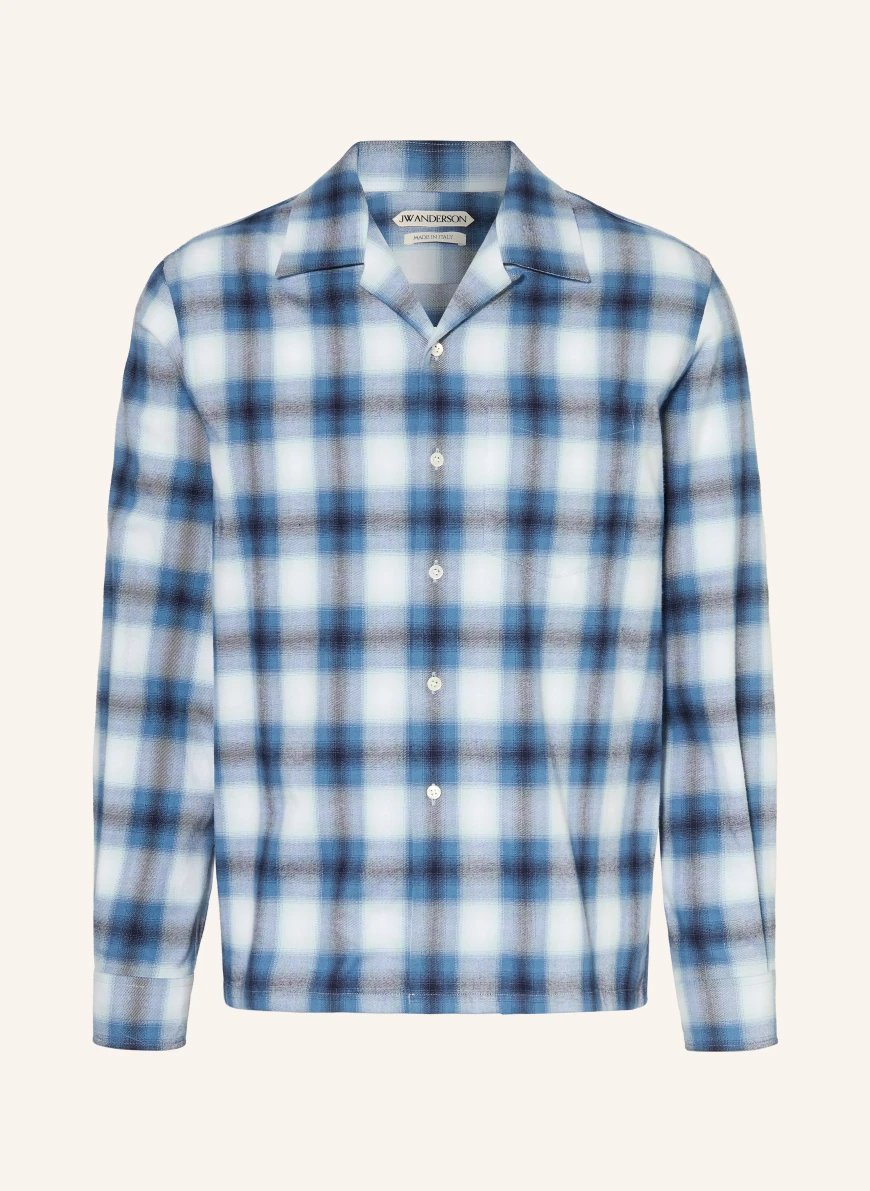 JW ANDERSON Slim fit flannel shirt BLUE / WHITE / BLACK