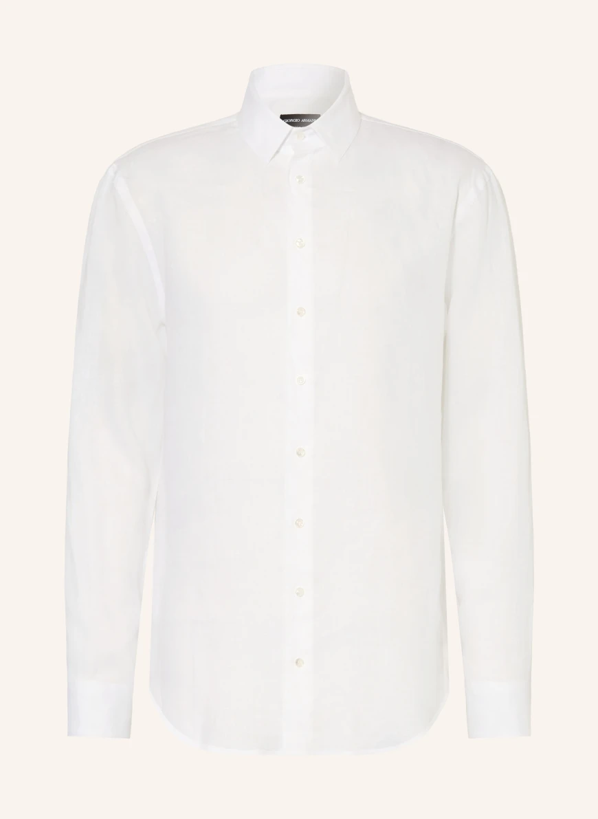 GIORGIO ARMANI Regular fit linen shirt WHITE