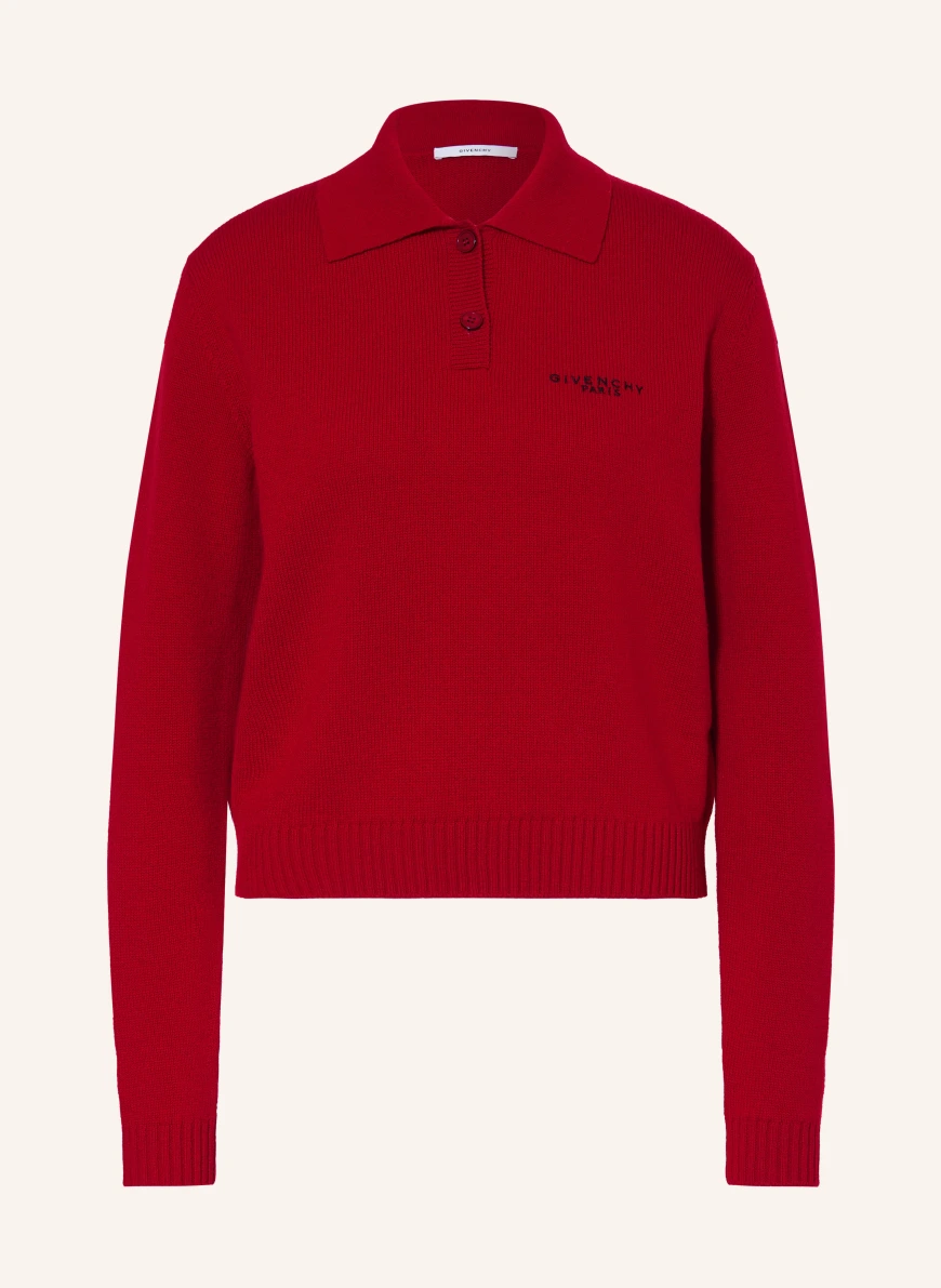 GIVENCHY Knitted polo shirt with cashmere DARK RED / BLACK