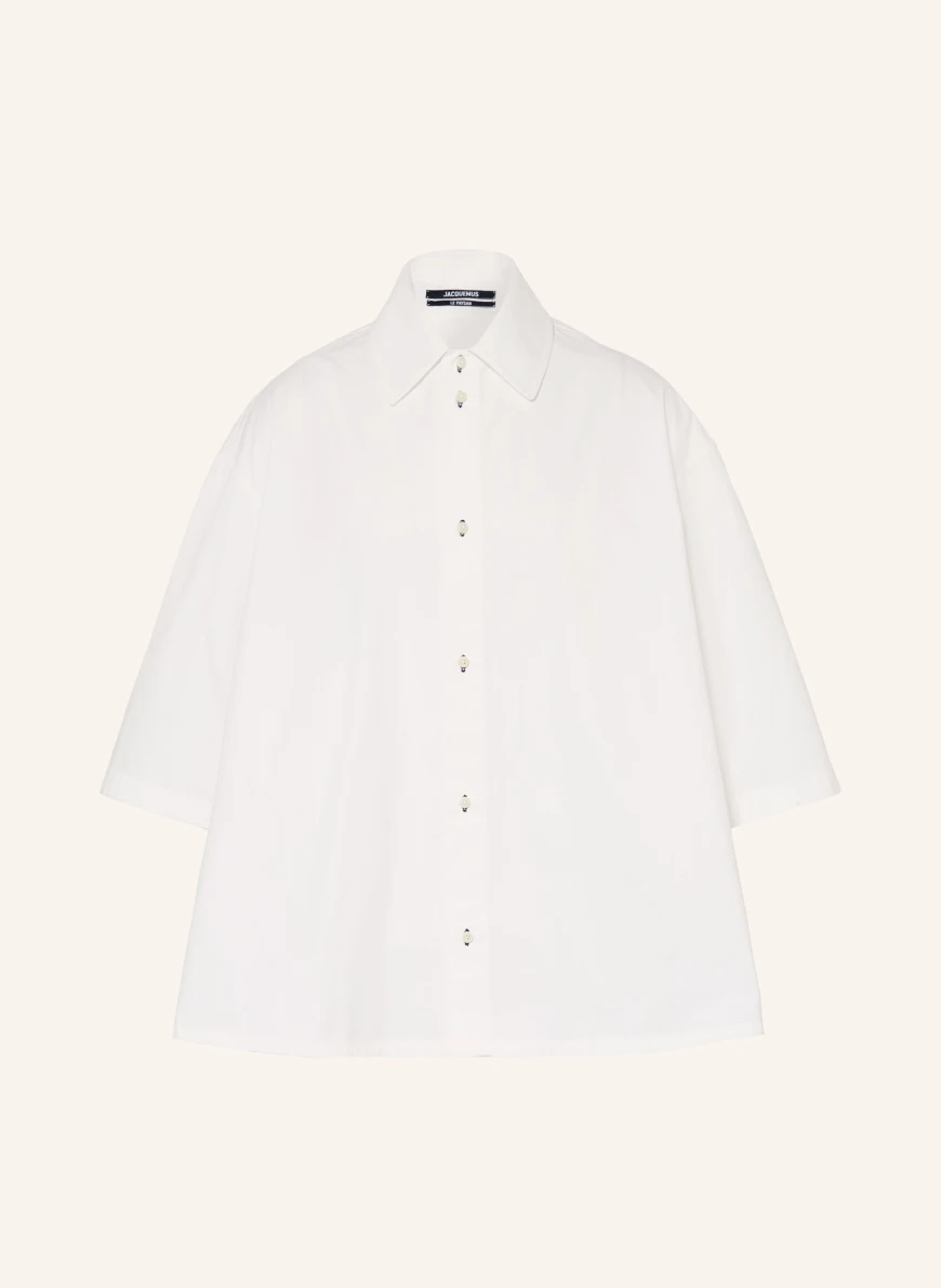 JACQUEMUS LA CHEMISE TRIANGLE Comfort Fit shirt with 3/4 sleeves WHITE