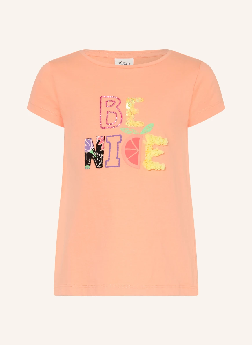 s.Oliver RED Sequin T-shirt LIGHT ORANGE / PURPLE / YELLOW