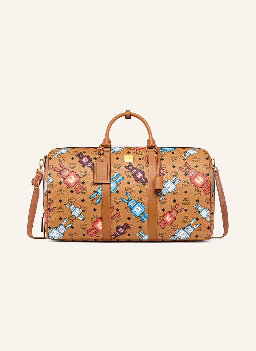 MCM OTTOMAR XL weekend bag COGNAC / RED / BLUE