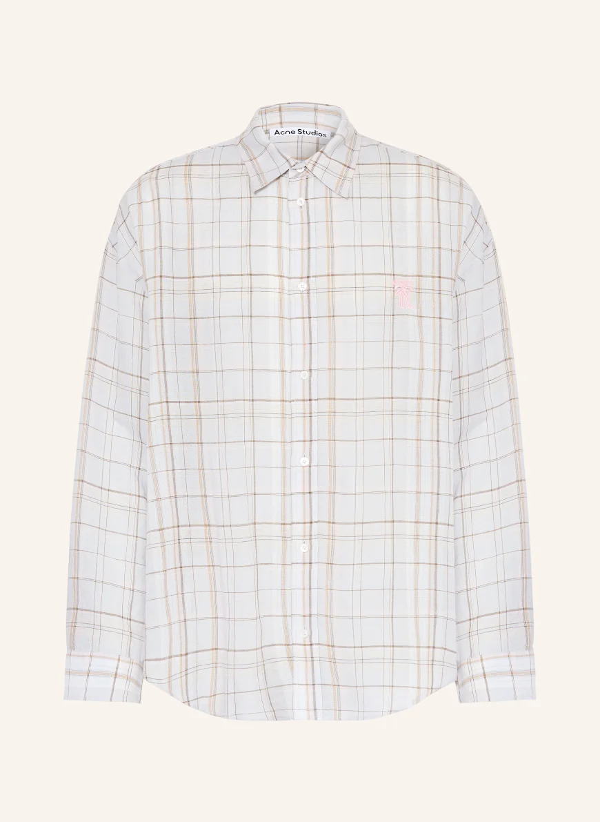 Acne Studios Comfort fit shirt with glitter thread CREAM / GOLD / BROWN