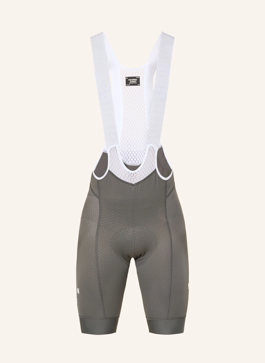 PAS NORMAL STUDIOS MECHANISM BIBS cycling shorts with straps and padded insert DARK GRAY / WHITE
