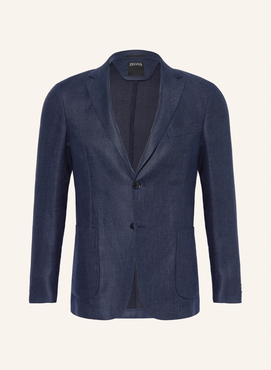 ZEGNA Slim fit-jakke i hør MØRKEBLÅ