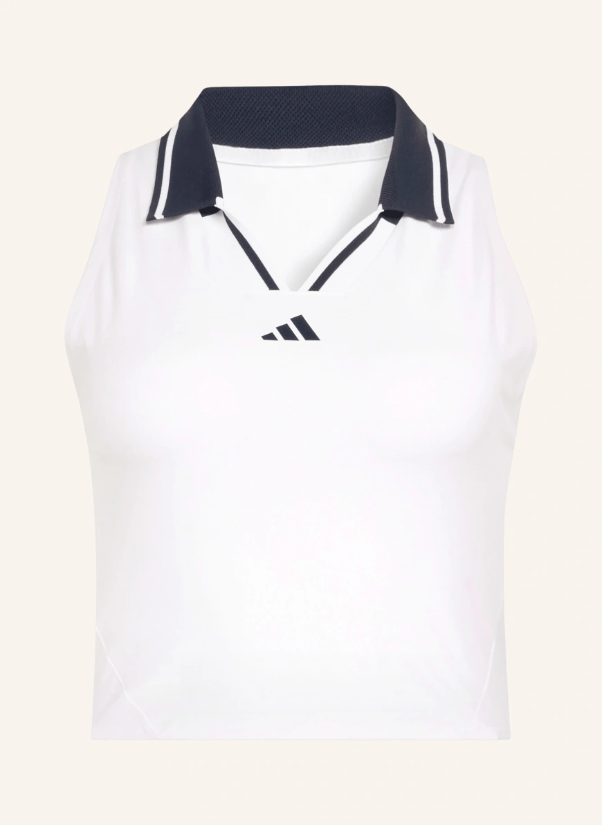adidas TENNIS CLIMACOOL CROP TANK PRO Cropped Top WHITE / DARK BLUE