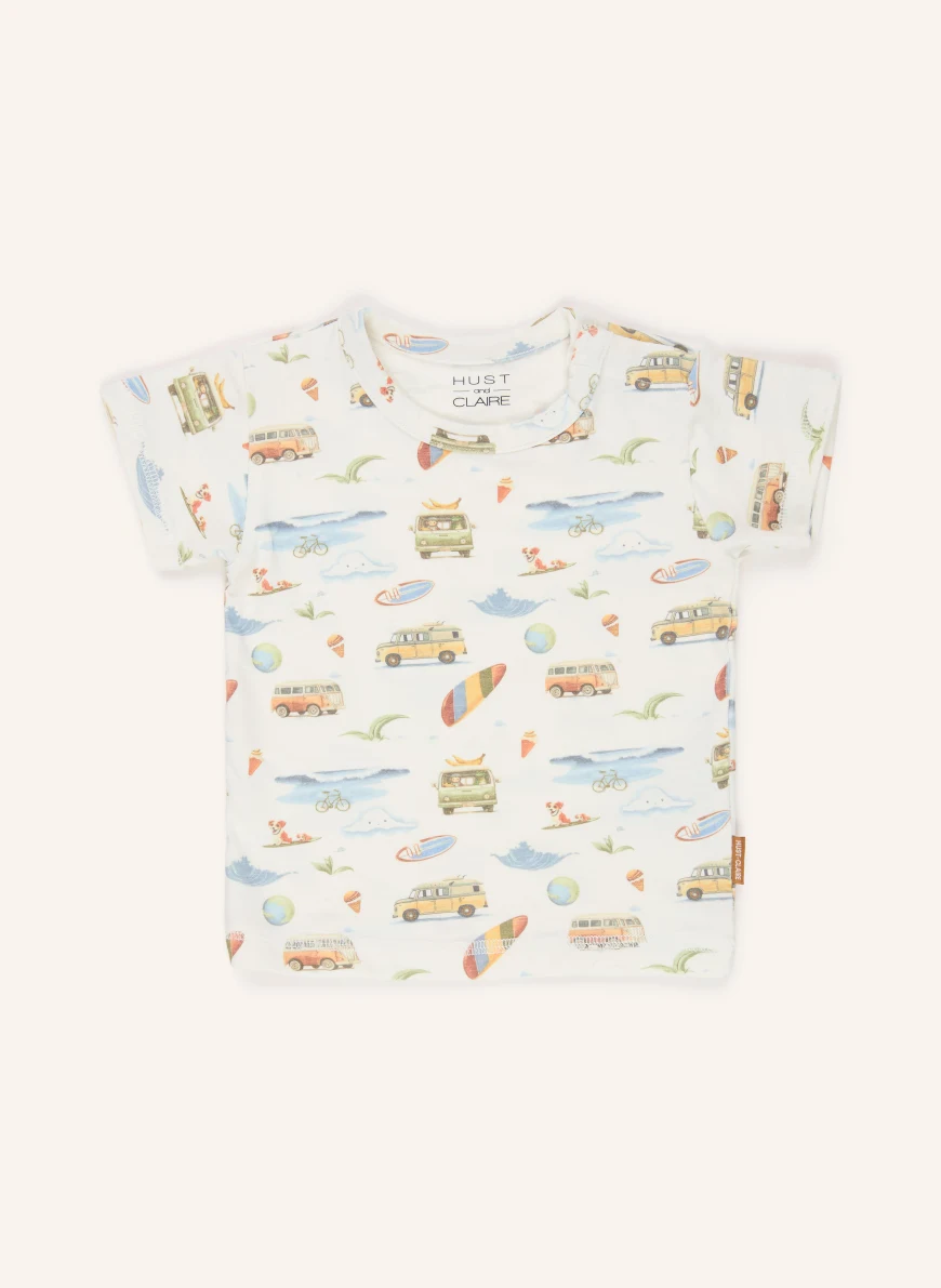 HUST and CLAIRE HCAUGUST T-shirt WHITE / LIGHT GREEN / LIGHT BLUE