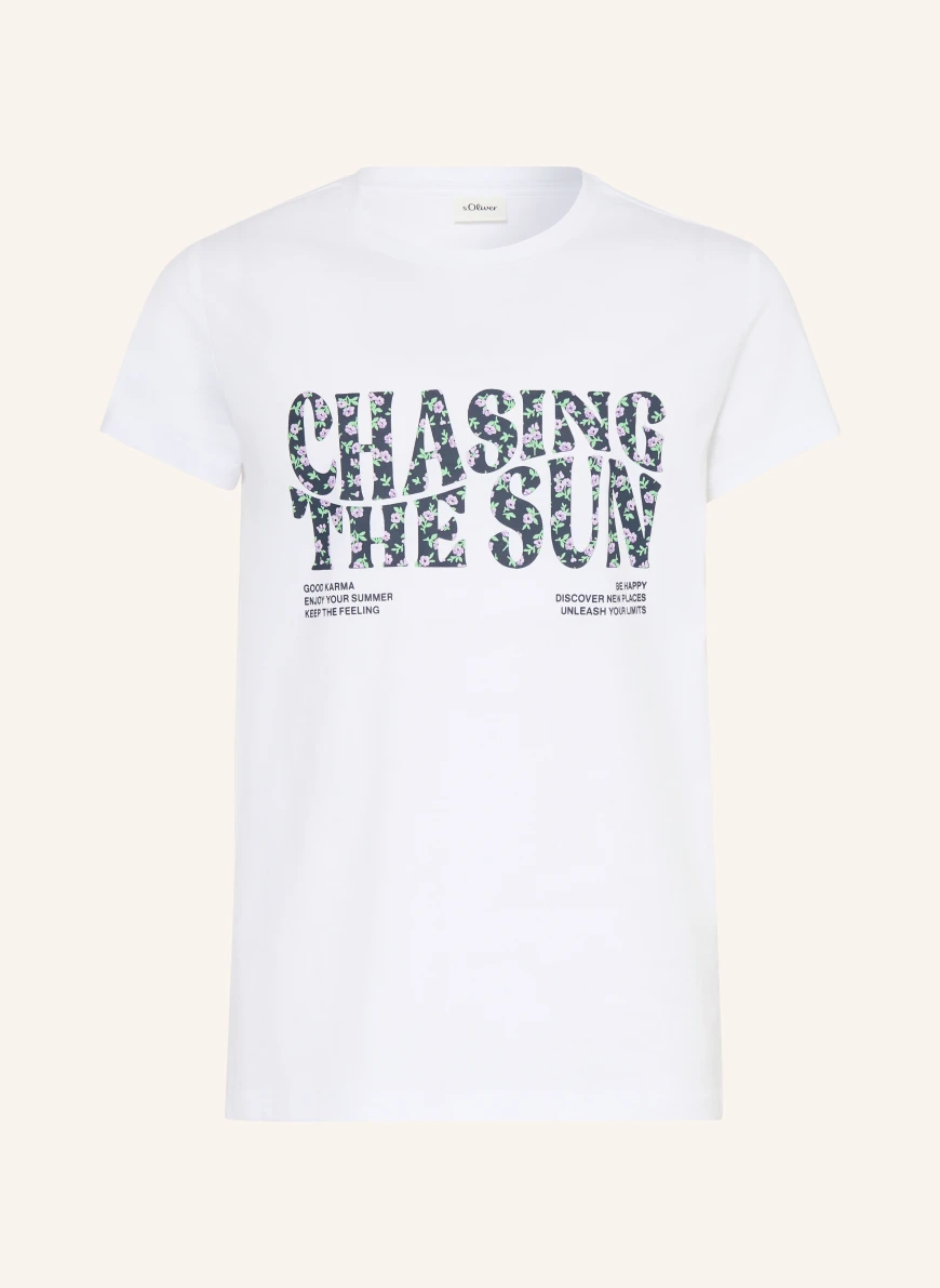 s.Oliver RED T-shirt WHITE / LIGHT PURPLE / BLACK