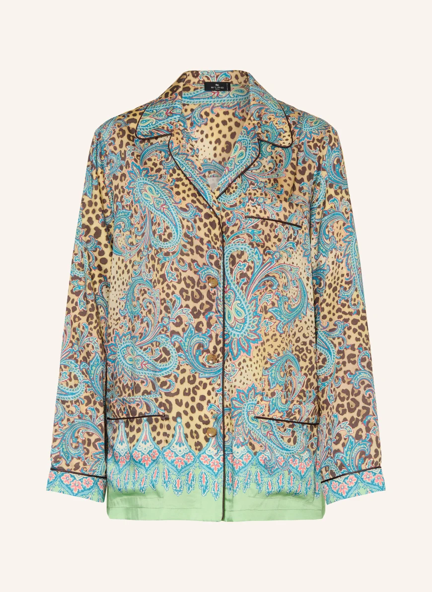 ETRO blouse TURQUOISE / DARK BROWN / BEIGE