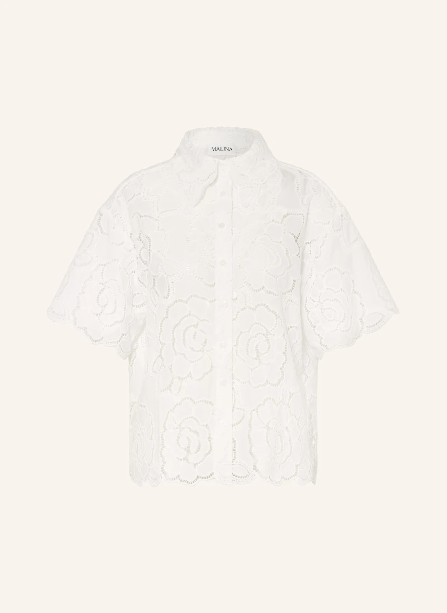 MALINA CLAUDIA Shirt Blouse in Eyelet Lace WHITE