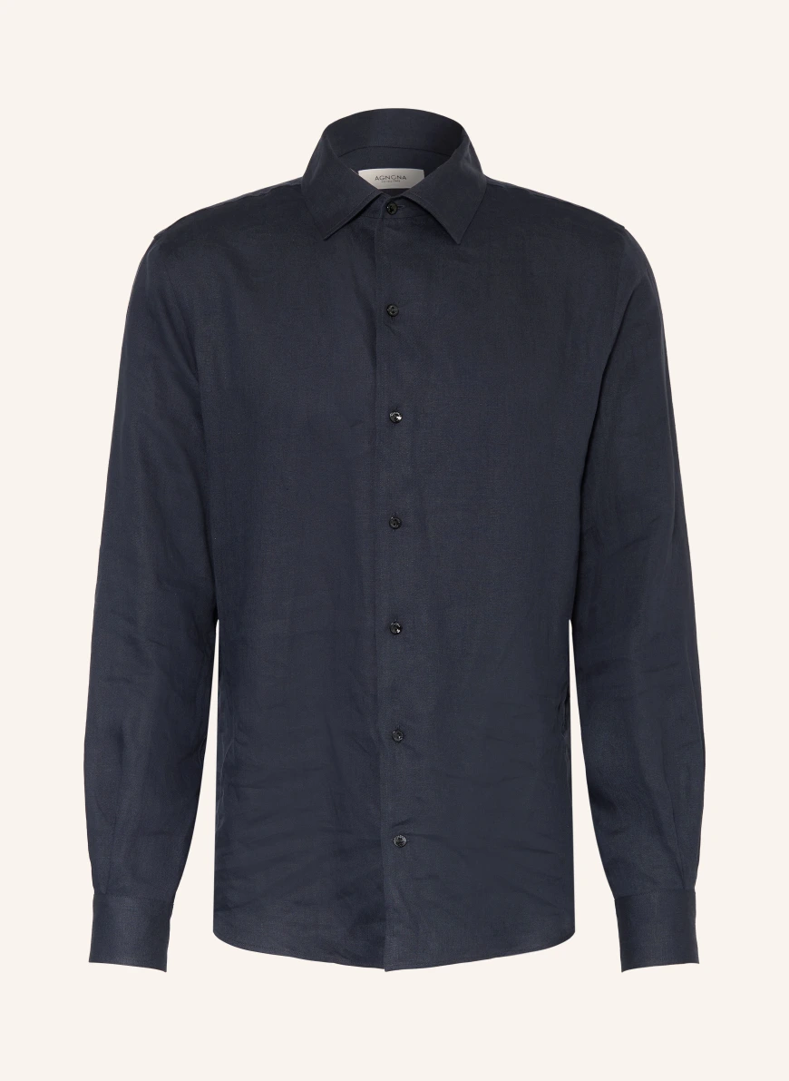 AGNONA Regular fit linen shirt DARK BLUE