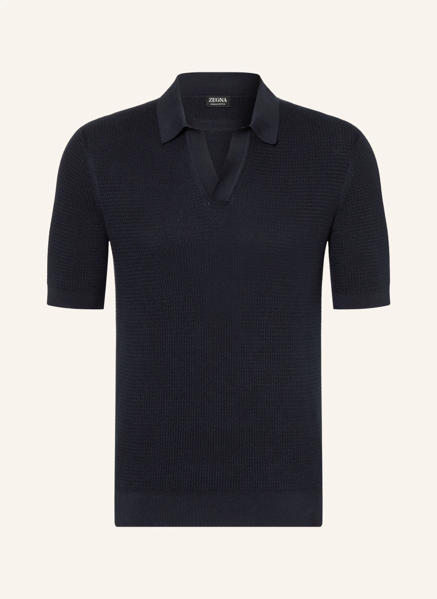 ZEGNA knitted polo shirt DARK BLUE
