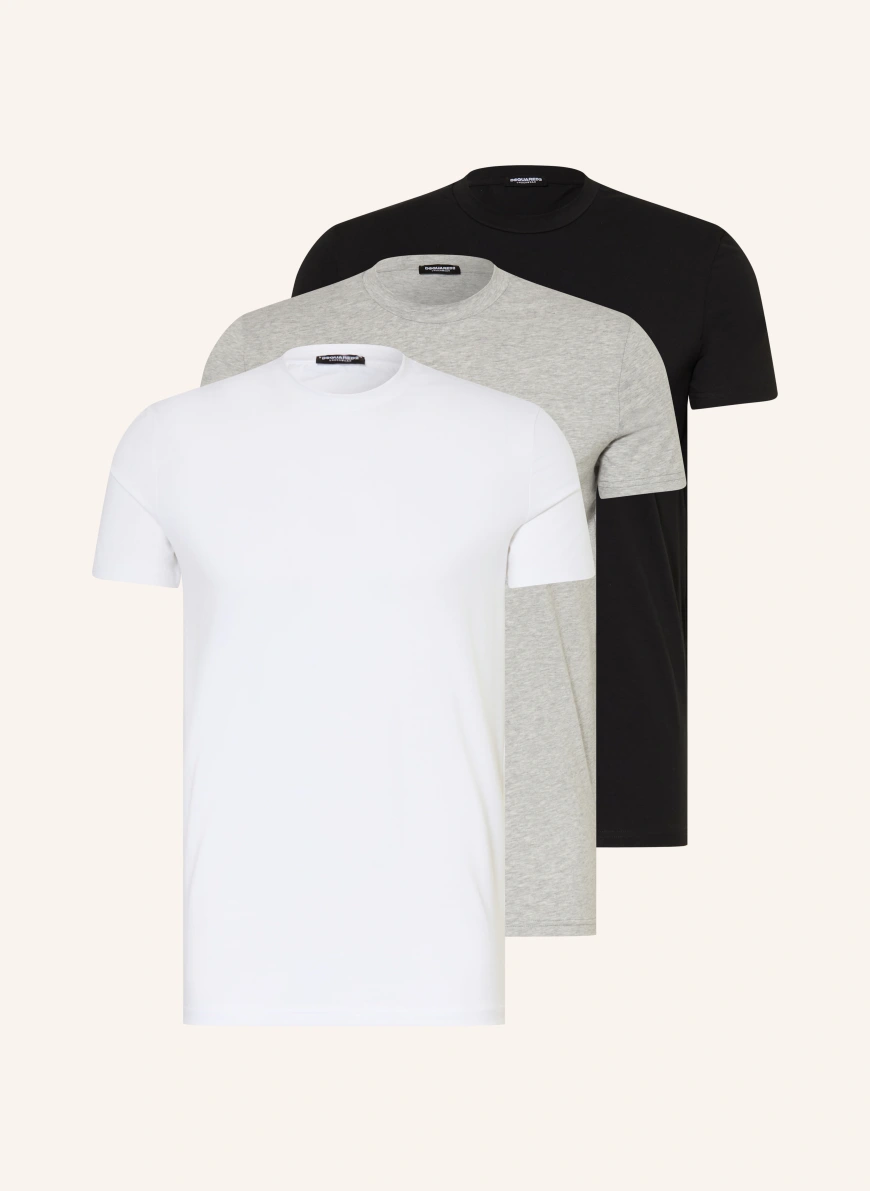 DSQUARED2 3er-Pack T-Shirts GRAU / WEISS / SCHWARZ