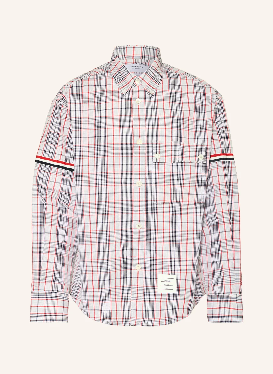 THOM BROWNE. Comfort Fit Shirt LIGHT GRAY / RED / BLACK