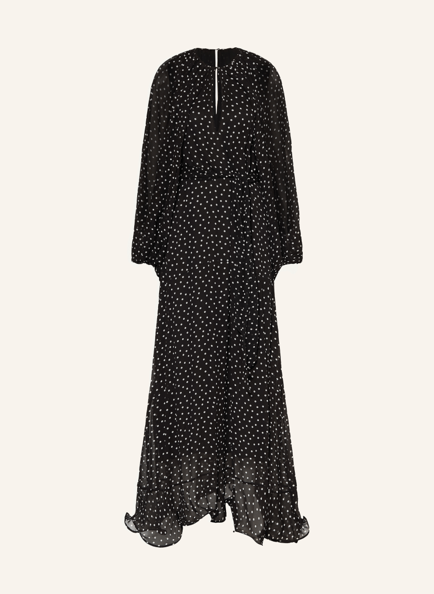 DOROTHEE SCHUMACHER DANCING DOTS dress with detachable bow tie BLACK / WHITE
