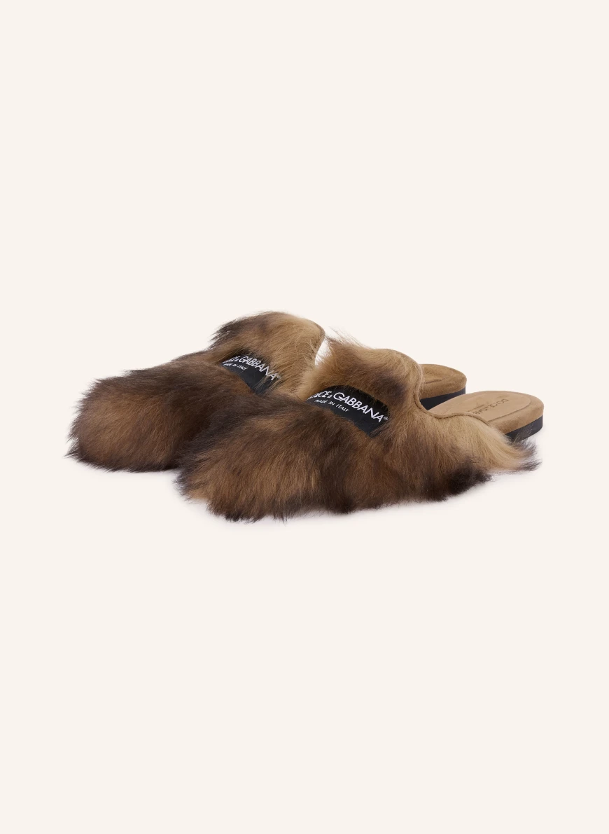 DOLCE & GABBANA Slippers BEIGE / DARK BROWN