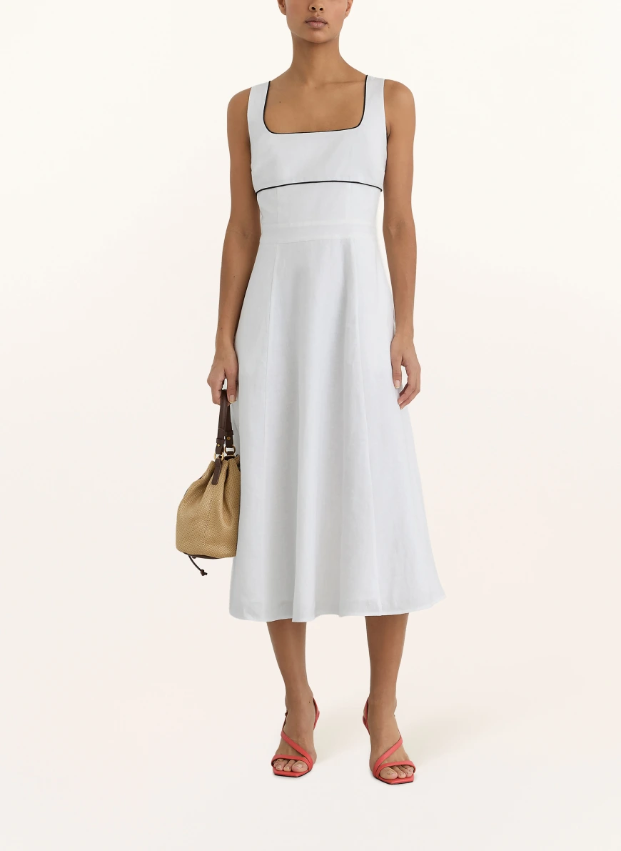 REISS Leinenkleid DORETHEA WEISS / SCHWARZ