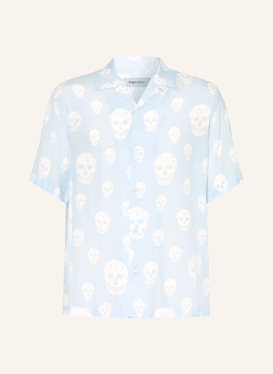McQUEEN Chemise de villégiature coupe confortable BLEU CLAIR / BLANC