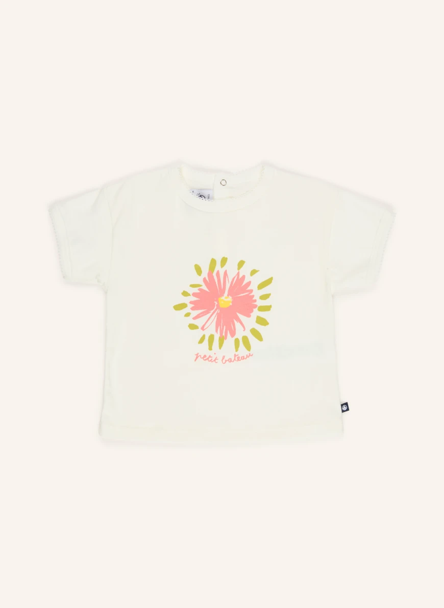 PETIT BATEAU T-shirt ECRU / LIGHT RED / OLIVE