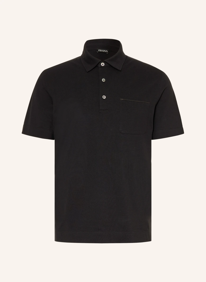 ZEGNA piqué polo shirt BLACK