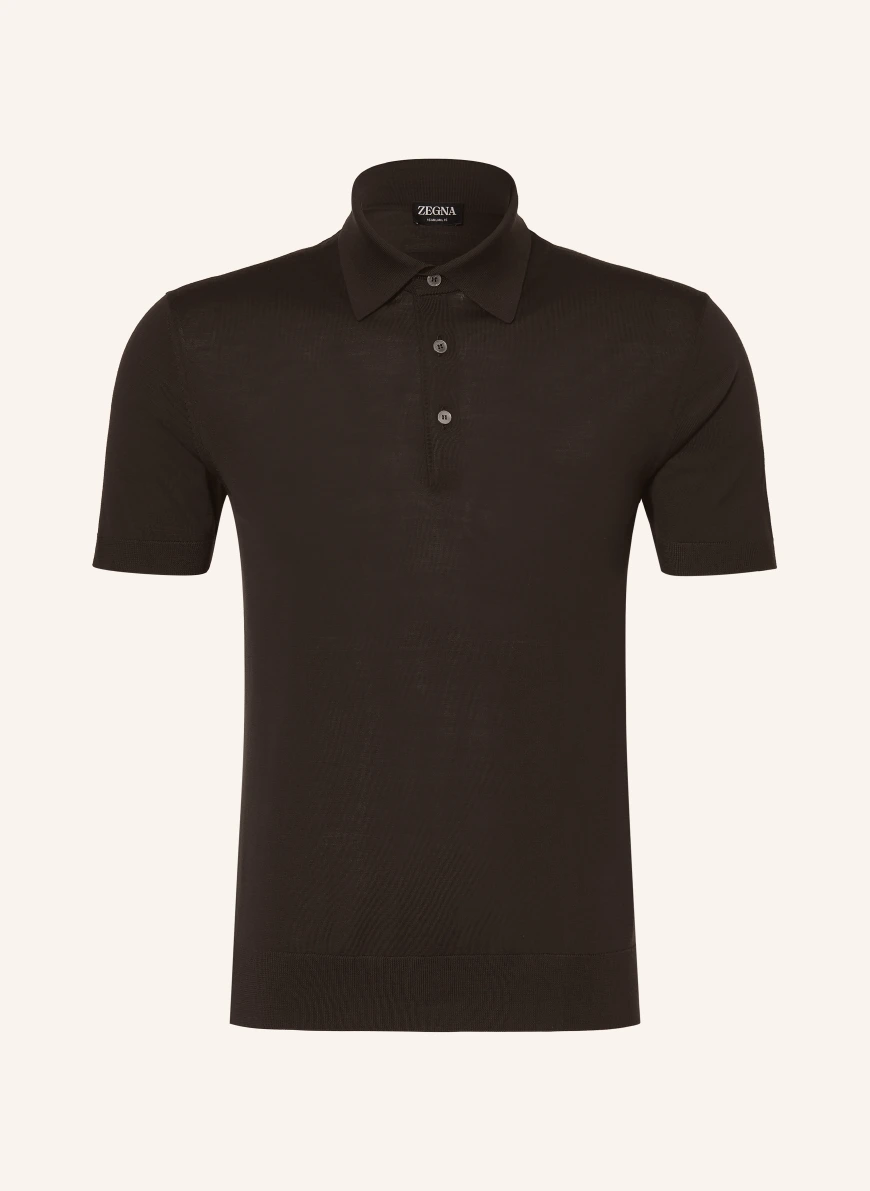 ZEGNA Knit polo shirt DARK BROWN