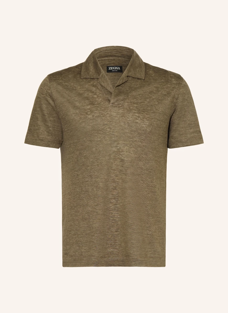 ZEGNA Linen jersey polo shirt TAUPE