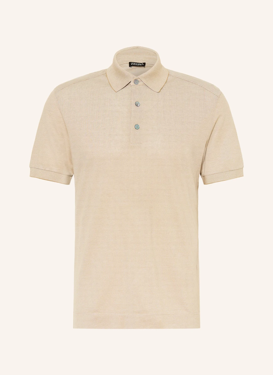 ZEGNA Piqué polo shirt with silk BEIGE