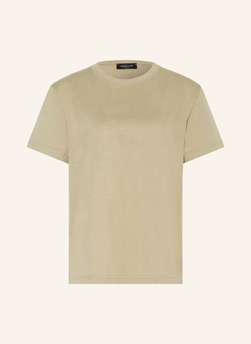 FABIANA FILIPPI T-shirt with rhinestones KHAKI