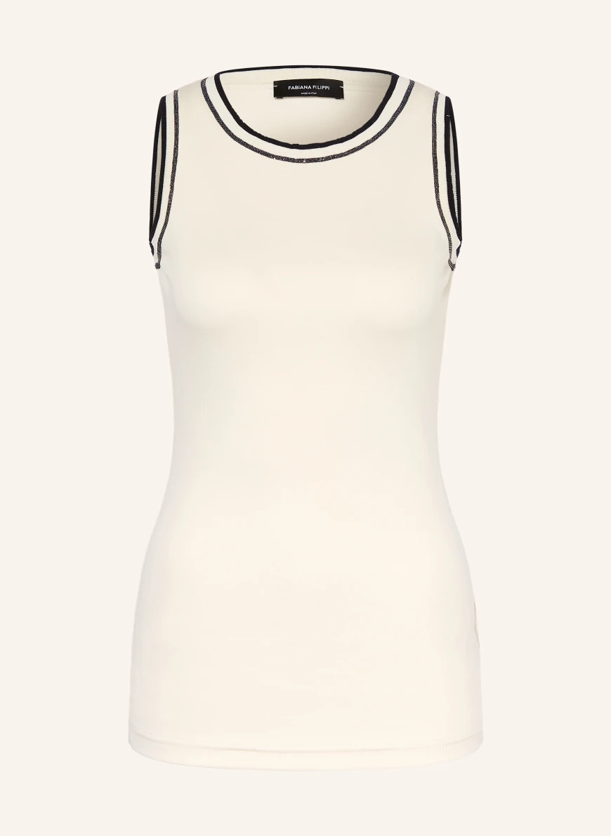 FABIANA FILIPPI Top with glitter thread CREAM / DARK BLUE