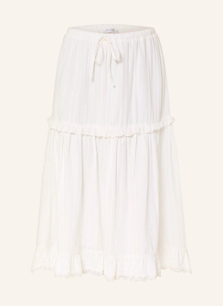 OH APRIL CHRISTEL skirt with eyelet lace and ruffles WHITE