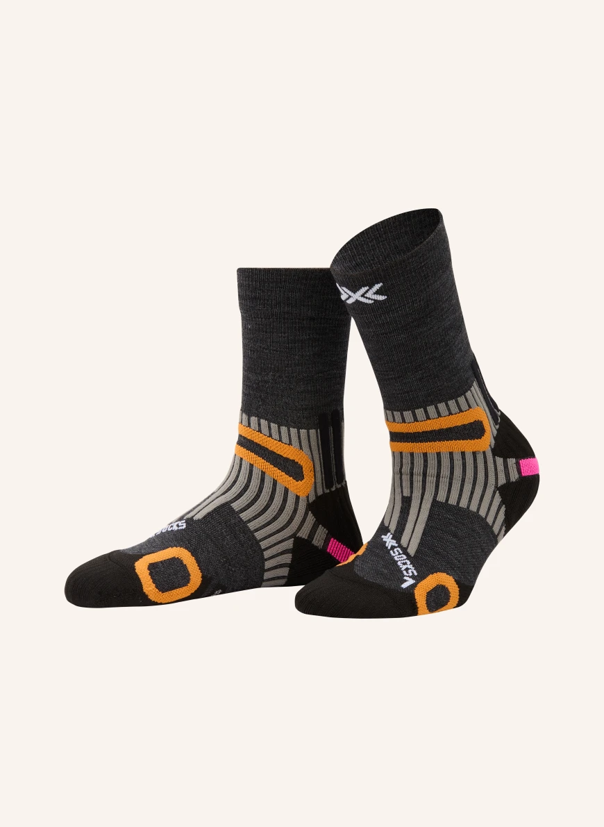 X-SOCKS Trekking-Socken HIKE ANATOMIX MERINO CREW DUNKELGRAU / GRAU / ORANGE