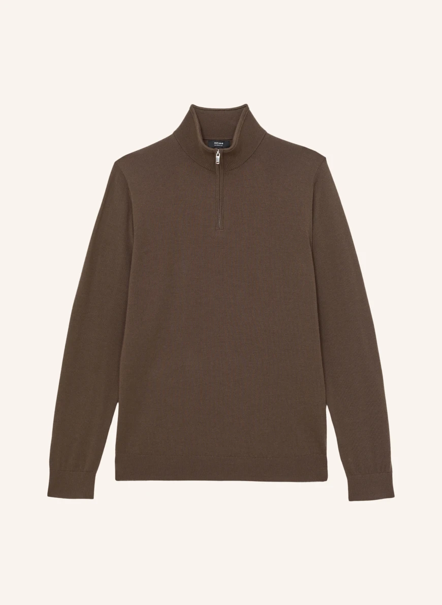 REISS Pulover cu guler înalt BLACKHALL din lână merino MARO ÎNCHIS