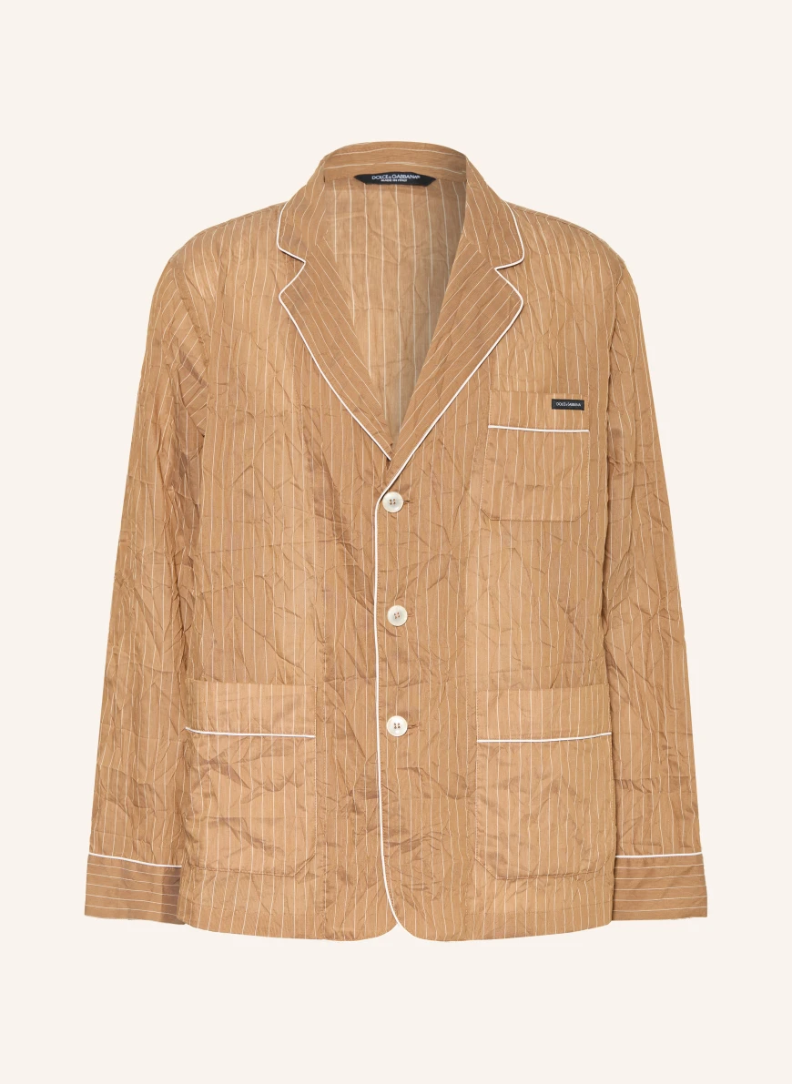 DOLCE & GABBANA Jakke i regular fit med hør BRUN / CREME