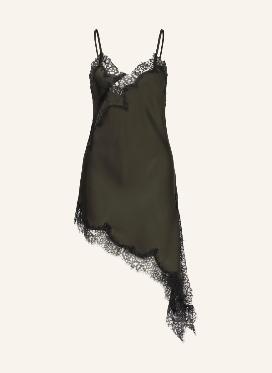 MRS & HUGS Rochie din satin cu dantelă VERDE ÎNCHIS / NEGRU