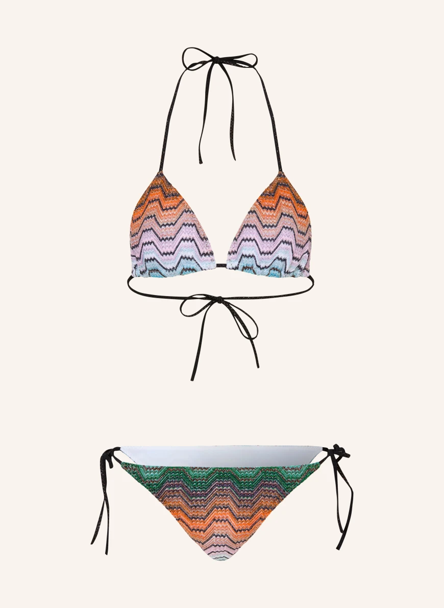 MISSONI Triangle bikini with glitter thread GREEN / ORANGE / BLUE