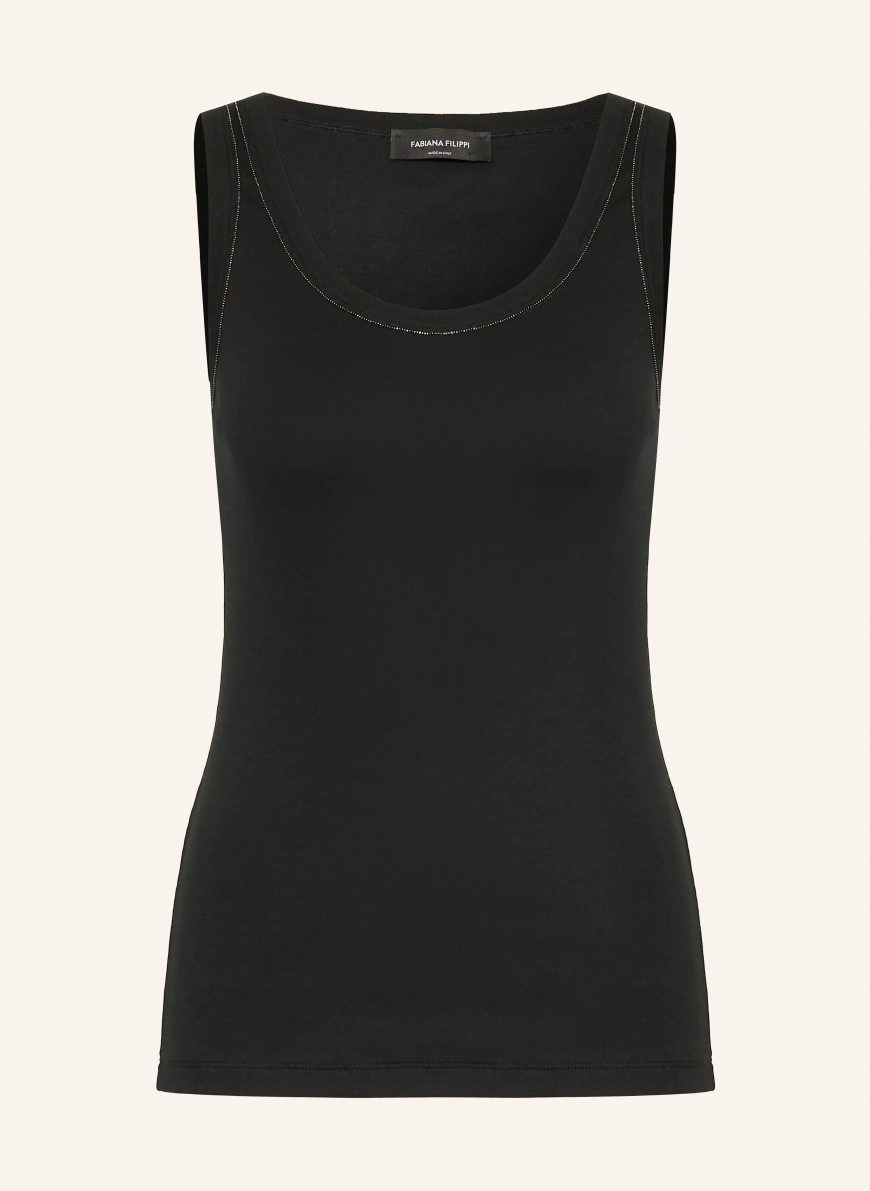 FABIANA FILIPPI Top with decorative beads BLACK