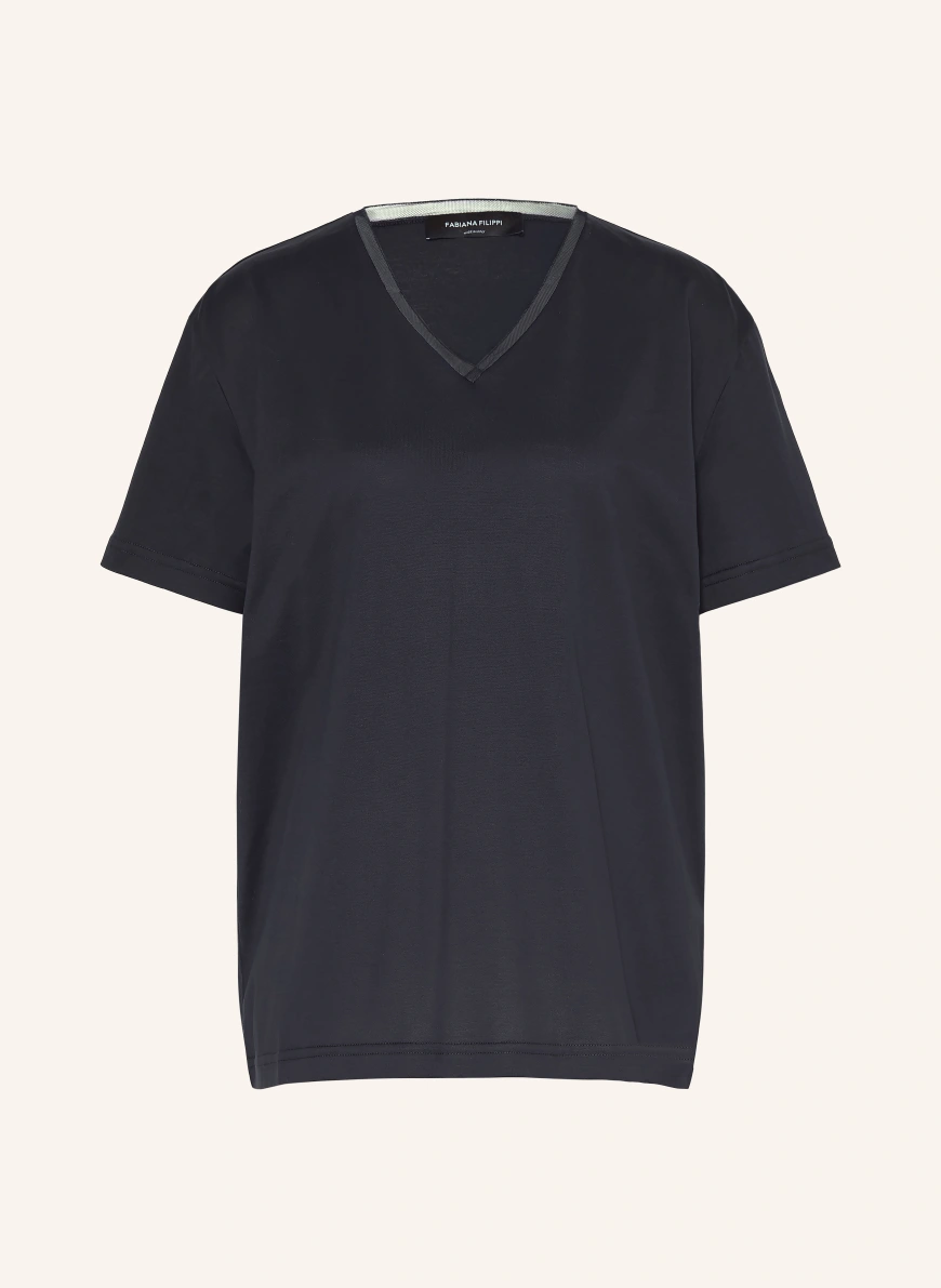 FABIANA FILIPPI T-shirt with decorative beads DARK BLUE